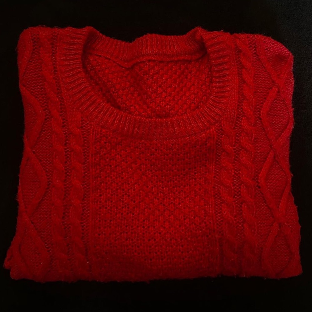 red textured crewneck